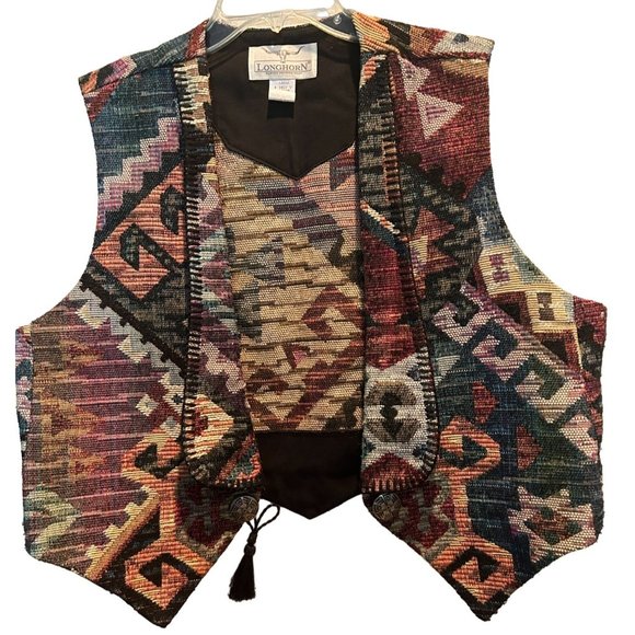 Vintage Longhorn by Niver Western‎ Wear Vest Large, Native American Southwest - Picture 1 of 5